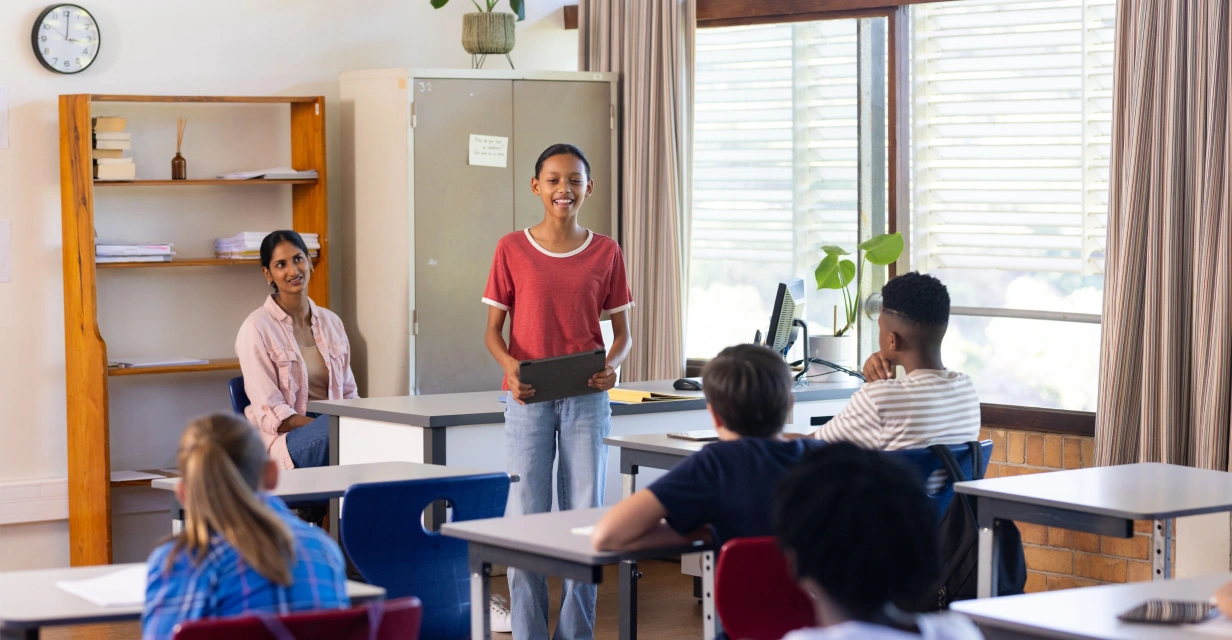 Year 3–9 student reading in library to build NAPLAN vocabulary