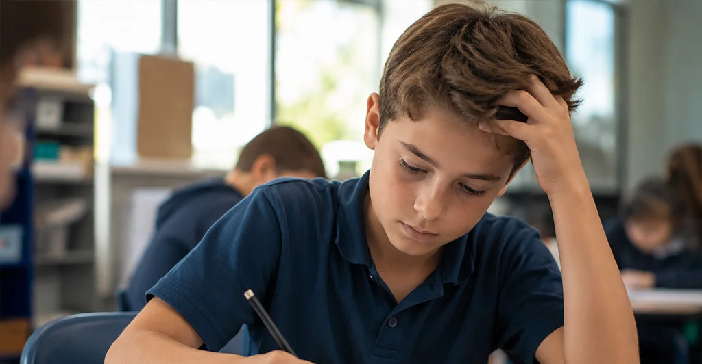 Child frustrated with English homework taking longer than other subjects