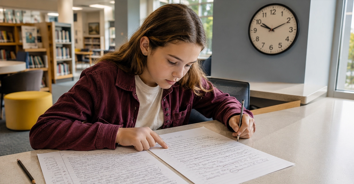 Student editing their ASET writing in the final minutes to recover easy marks
