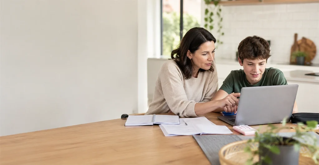 Perth parent and child meeting a tutor to discuss study support options